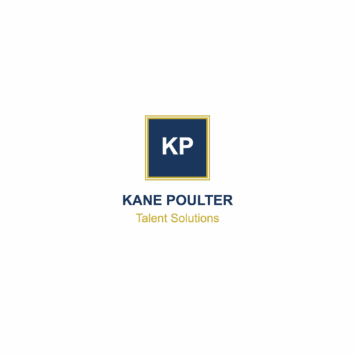 Image showing the logo for Kane Poulter Talent Solutions. The Image has the initials KP in white on a navy blue background and gold trim with the words Kane Poulter Talent Solutions underneath